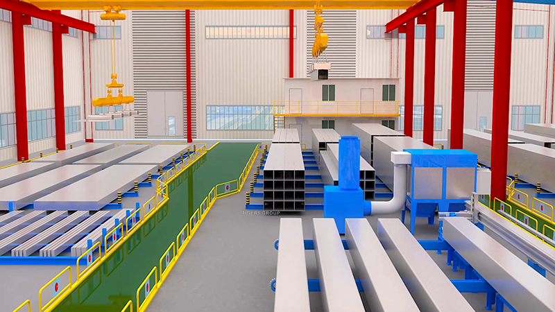 Square Tube Production Line Animation